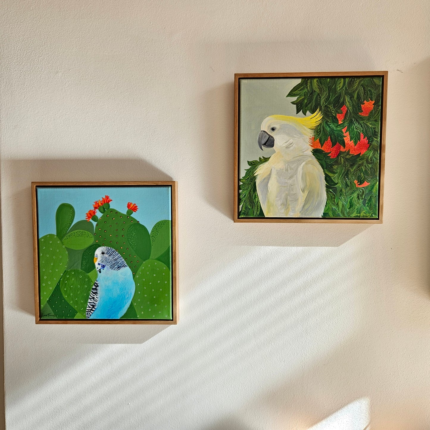 raspberry orange cockatoo (framed)