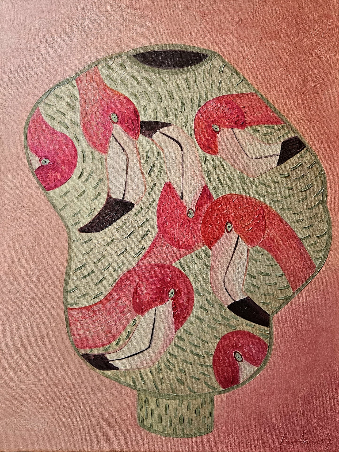 flamingo heads vase