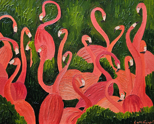 hiding flamingos